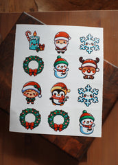 Vianočné samolepky – roztomilé kreslené motívy (kawaii štýl)