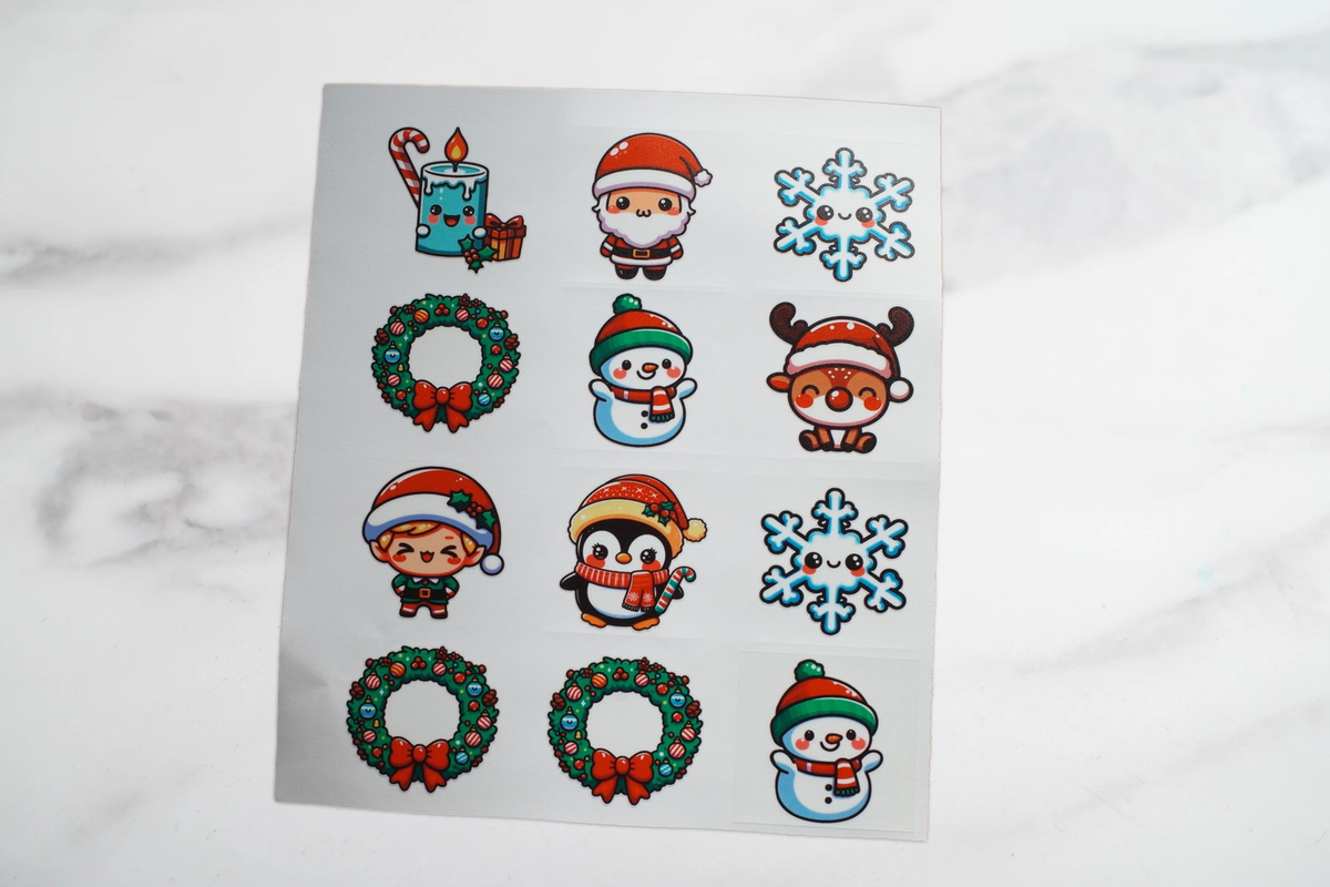 Vianočné samolepky – roztomilé kreslené motívy (kawaii štýl)